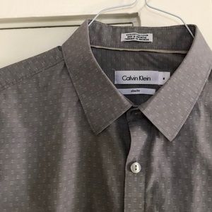 Men’s Calvin Klein grey button up shirt